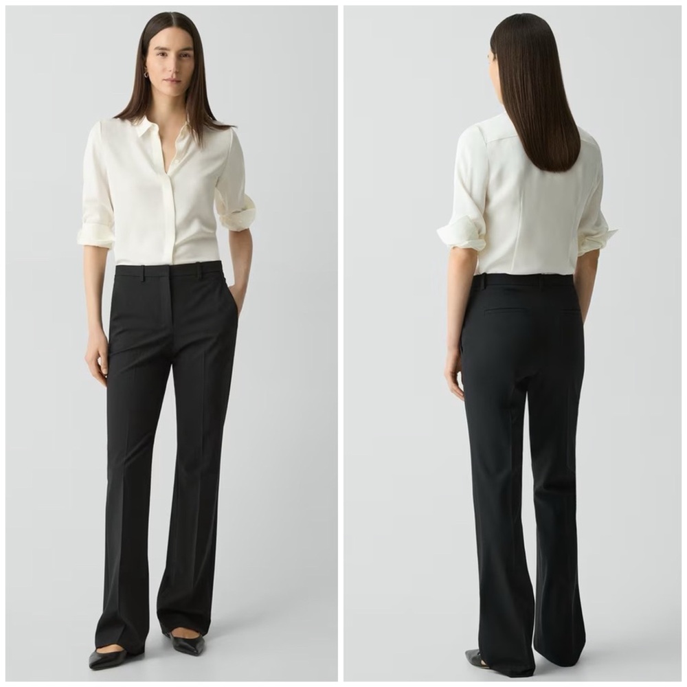 Theory Traceable Slim Blazer Jacket & Flared Pant, 34'' Good Wool $700 Womens 10 - Picture 3 of 15